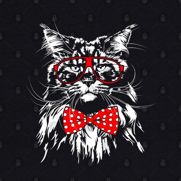 Maine Coon with glasses cool cat by wilsigns